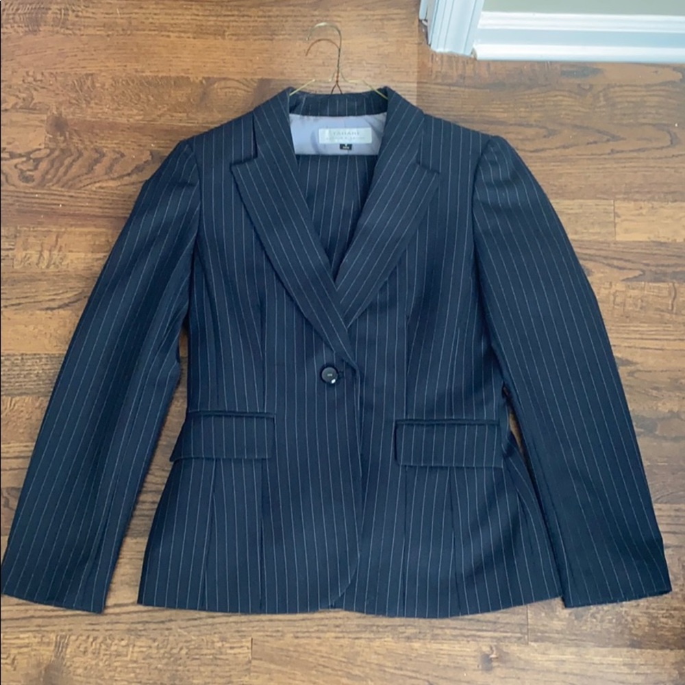 Tahari Charcoal/White Pinstripe Pant Suit